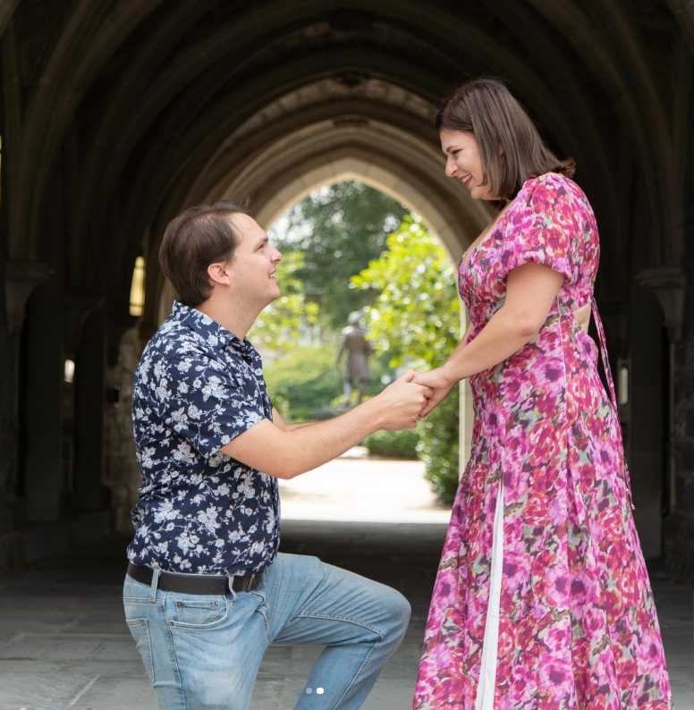 WCU Alumni Engagment photos in front of West Chester University Castle Building