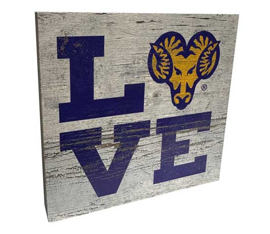 WCU Ram Head Love Wooden Sign